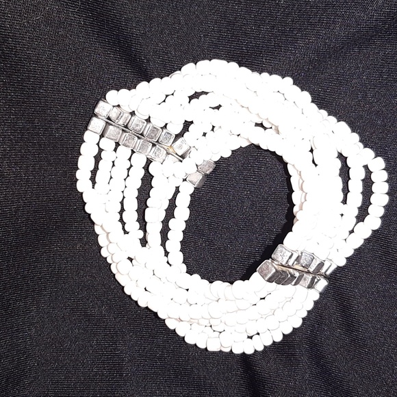 Wrap bracelet with seed beads.  Silver trim. Fits all sizes. - Picture 9 of 11